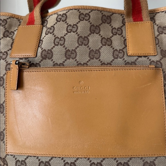 Authentic GUCCI GG Canvas Sherry Line Tote Bag Beige - Picture 2 of 16